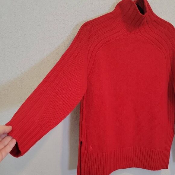 Polo Ralph Lauren Mock Neck Wool Cashmere Blend Red Sweater Size XS - Picture 5 of 11